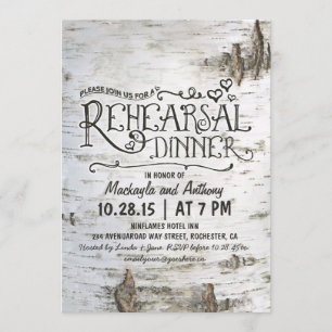 Invitation écorce de bouleau - rustique dîner de la campagne