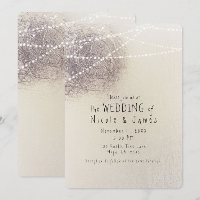 Invitation Écorce rustique Pays Écorce Mariage minimal (Devant / Derrière)