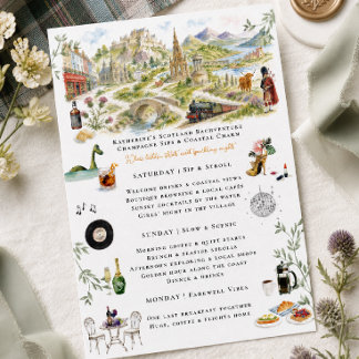 Invitation Écosse Circuit Personnalisé pour Enterrement de Vi