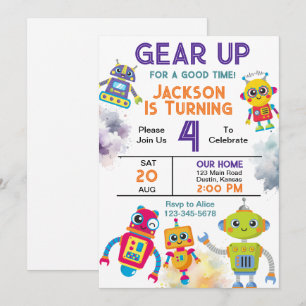Invitation Écouter le robot fête d'anniversaire