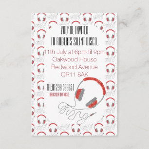 Invitation Écouteurs silencieux d'invitation d'anniversaire