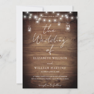 Invitation Écran Rustique En Bois Éclairé Tout En Un Mariage
