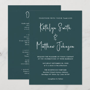 Invitation Écran Vert Moderne Tout en un minimaliste Mariage