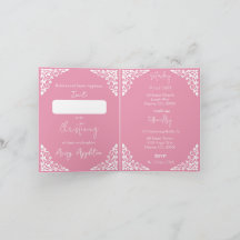 Invitation (écrire) Croix Florale Baptême Rose Ros