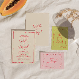 Invitation Écrit à la main Vintage coloré audacieux Mariage m