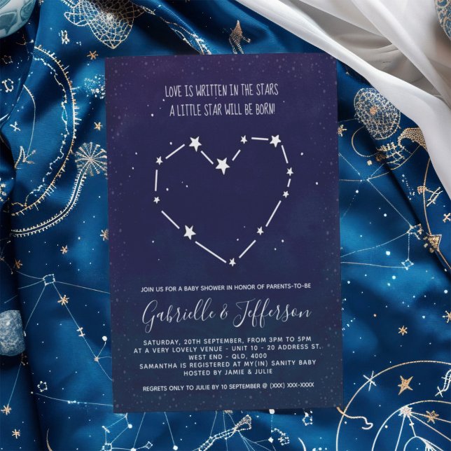 Invitation Écrit Dans Le Baby shower Des Étoiles Thème (To celebrate your miracle we present an inspirational “Written In The Stars” baby shower invitation.)