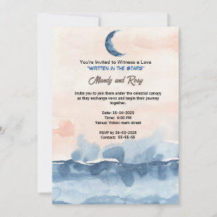 Invitation Écrit dans les étoiles marine bleue de minuit