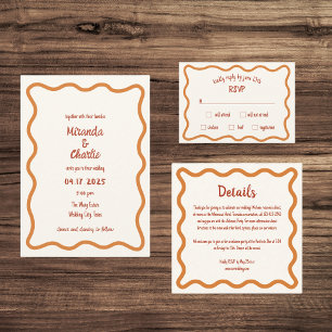 Invitation Écrite à la main Whimsical Wavy Border Fun les ann