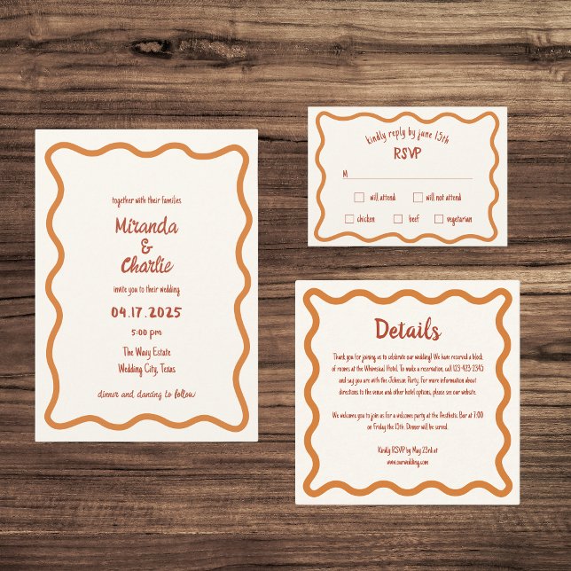 Invitation Écrite à la main Whimsical Wavy Border Fun les ann (Créateur téléchargé)