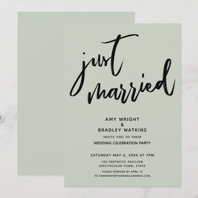 Invitation Écriture À La Réception Du Mariage De Sage (Devant / Derrière)