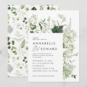 Invitation Écriture botanique moderne et verte mariage invi