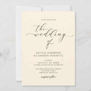 Invitation Écriture Calligraphique Élégante de Luxe pour Mari