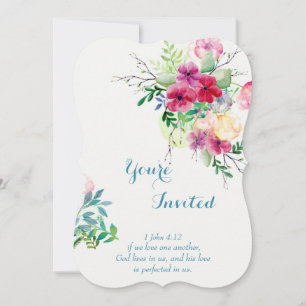 Invitation Écriture chrétienne Mariage floral romantique