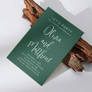 Invitation Écriture de typographie mariage vert émeraude + QR