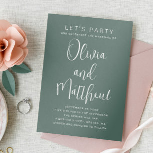 Invitation Écriture de typographie vert sauge mariage + détai