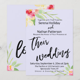 Invitation Écriture décontractée Peint Floral Lavender Mariag