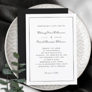 Invitation Écriture Élégante Classique Mariages Formel Blanc