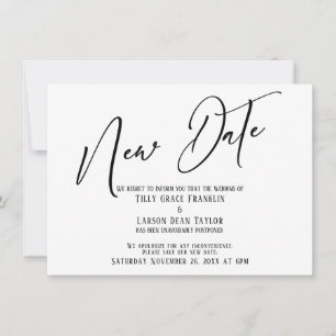 Invitation Écriture Élégante Nouvelle Date Annonce Simple
