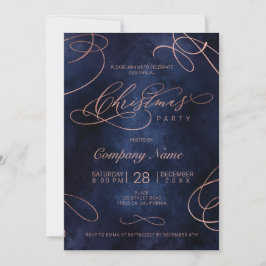 Invitation écriture florissante or rose marine Noël entrepris