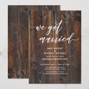 Invitation Écriture manuscrite en bois texturé Nous sommes ma