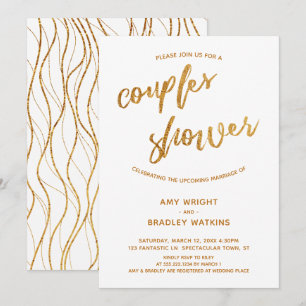 Invitation Écriture manuscrite moderne Gold Waves Douche Coup