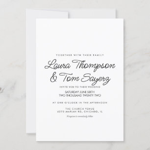 Invitation Écriture Manuscrite Moderne Mariage Simple Noir