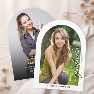 Invitation Écriture manuscrite moderne Script Photo Arched Gr