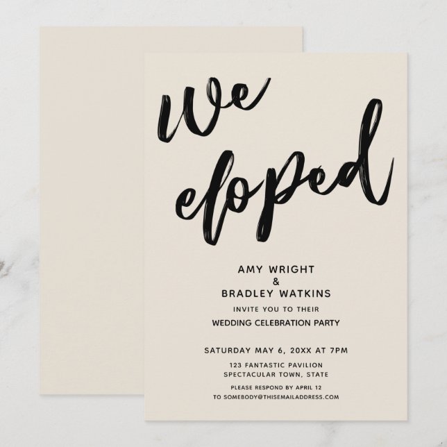 Invitation Écriture manuscrite Nous nous sommes enfuis Récept (Devant / Derrière)