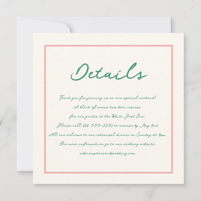 Invitation Écriture manuscrite Pinky Pastel Retro Détails du  (Devant)