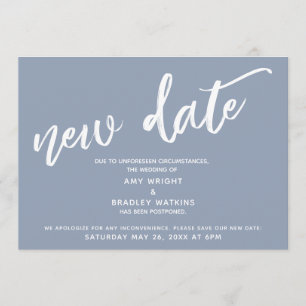 Invitation Écriture manuscrite Postponté Mariage Nouveau Date