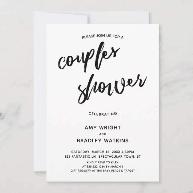 Invitation Écriture manuscrite simple et moderne Baby shower  (Devant)