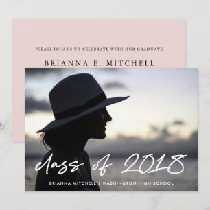 Invitation Écriture moderne   Classe de 2018 Photo Grad Party