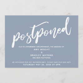 Invitation Écriture moderne Mariage reporté Dusty Blue