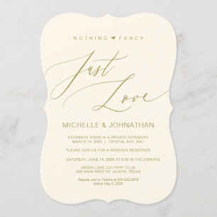 Invitation Écriture moderne, Or, Réception de mariage en fuit
