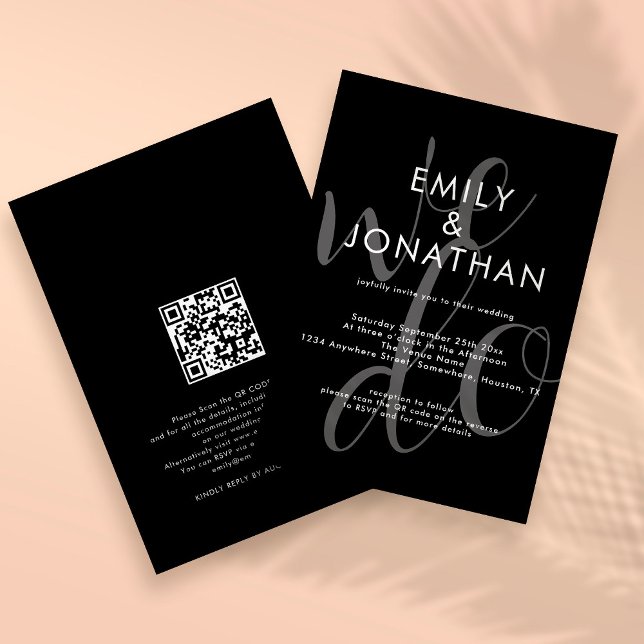 Invitation Écriture moderne We Do Overlay QR Code Mariage Noi (Créateur téléchargé)