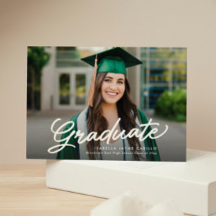 Invitation Écriture simple de deuxième cycle graduation photo