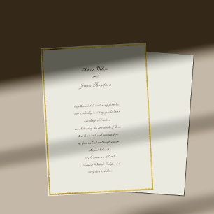 Invitation Ecru Gold Simple Élégant Mariage traditionnel