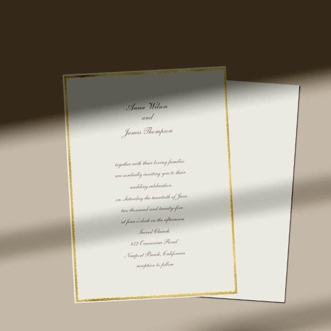 Invitation Ecru Gold Simple Élégant Mariage traditionnel (Créateur téléchargé)