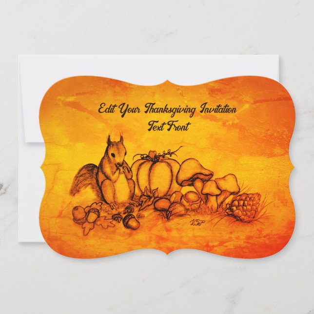 Invitation Écureuil en automne, Joyeux Thanksgiving! (Devant)