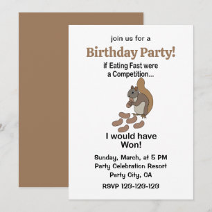 Invitation Écureuil qui mange vite Fête d'anniversaire drôle
