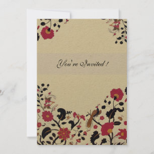 Invitation EDEN, Inséparables Mariages, Fleurs noires rouges,