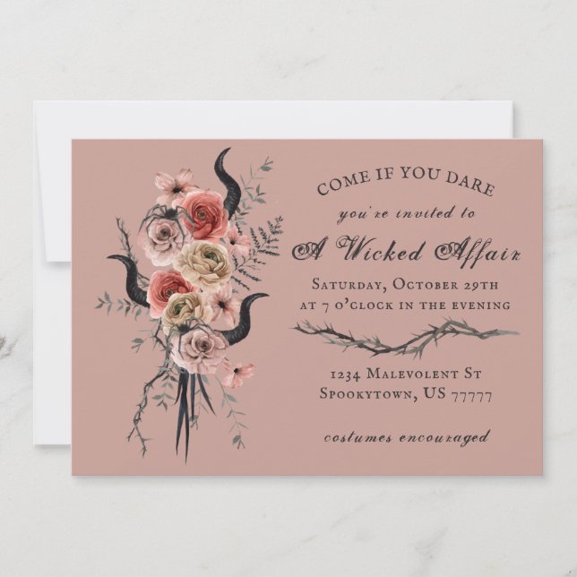 Invitation Edgy Floral Boho Wicked Affair Halloween (Devant)
