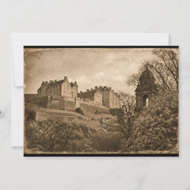 Invitation Edinburgh Castle Sepia Photograph (Devant)