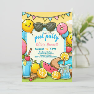 Invitation Editab PoolFête Anniversaire pour les enfants Amus
