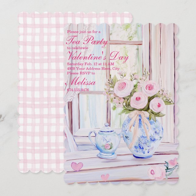 Invitation éditable à la fête du thé de la Saint-V (Devant / Derrière)