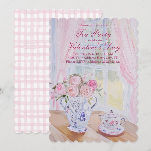 Invitation éditable à la fête du thé de la Saint-V (Devant / Derrière)