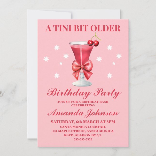 Invitation Editable A Tini Bit Ancien Martini fête d'annivers (Devant)