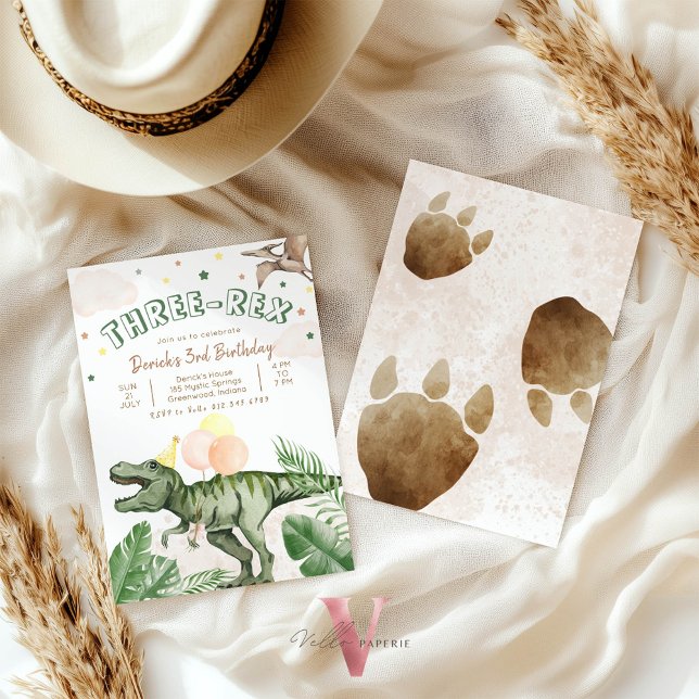 Invitation Editable "AGE" Dinosaurs Trex Wild Birthday (Créateur téléchargé)