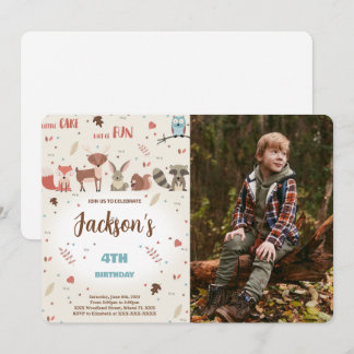 Invitation Editable Boy Woodland Anniversaire Photo Invitatio