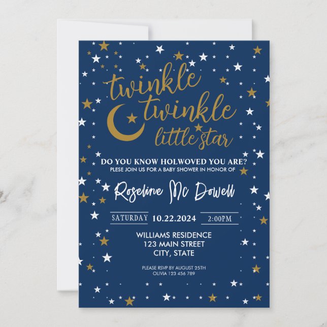 Invitation EDITABLE Brille Brille Petite Étoile, Shower Garço (Devant)